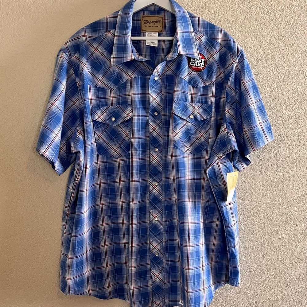 Wrangler Western Wear Snap Button Plaid Shirt Size 2XL NWT